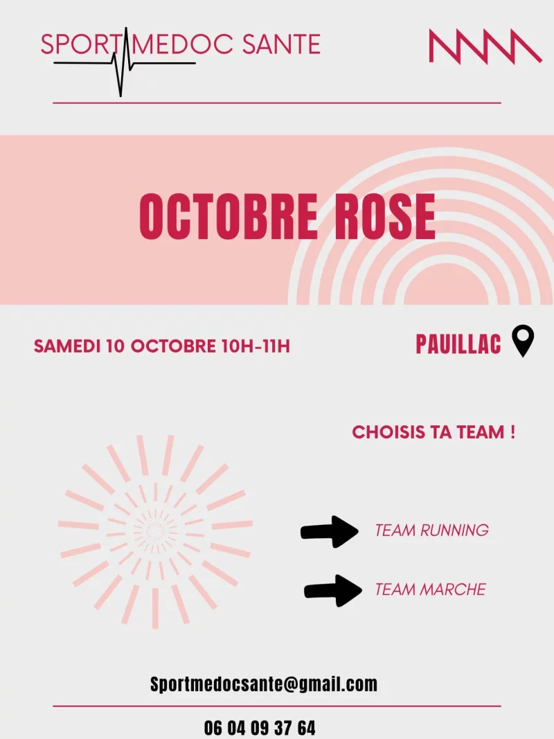 Octobre Rose 2026 :  Bougeons ensemble avec Sport Médoc Santé