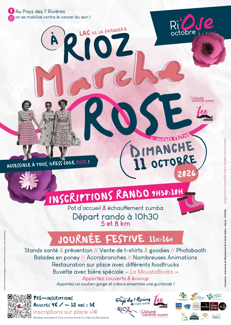 Marche Rose et journée festive au lac à Rioz