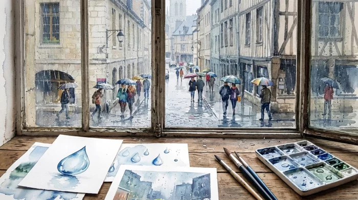 Aquarelle sur le thème de la pluie [Atelier créatif]