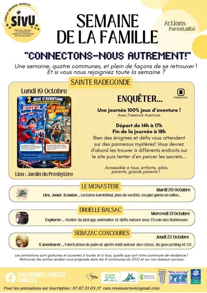 Semaine de la famille : "Connectons-nous autrement !" à Sainte-Radegonde