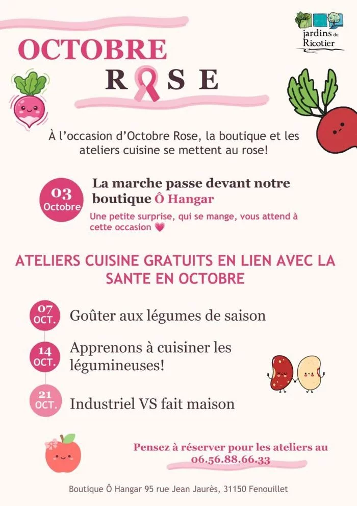 Ateliers cuisine d'Octobre Rose - Du mercredi 7 octobre au mercredi 21 octobre