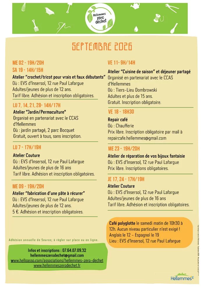 Hellemmes zéro déchet - Programme de septembre