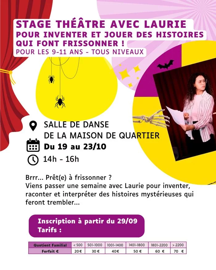 Stage théâtre pour inventer et jouer des histoires qui font frissonner ! Pour les 9-11 ans - tous niveaux