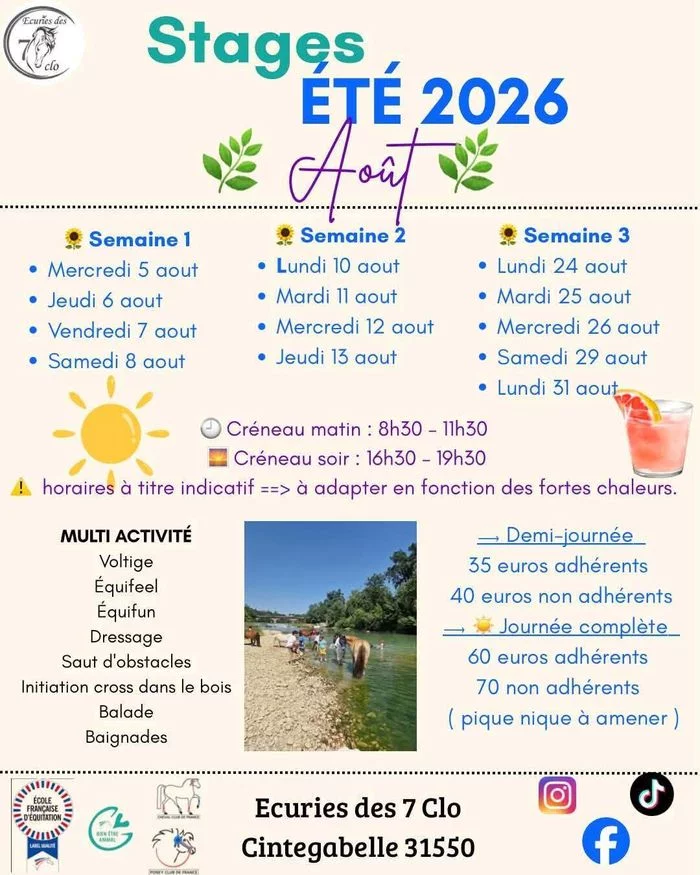 Ecurie des 7 clo : Stages d'été et balades à cheval