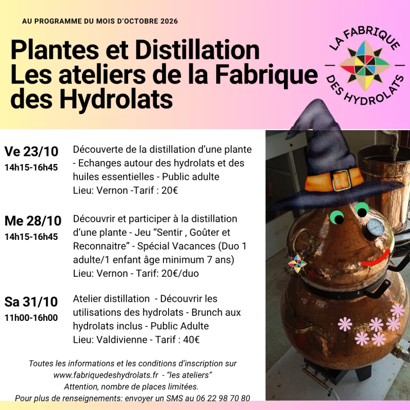 ATELIER  DECOUVERTE DE LA DISTILLATION DES PLANTES (DUO ENFANT/PARENT)