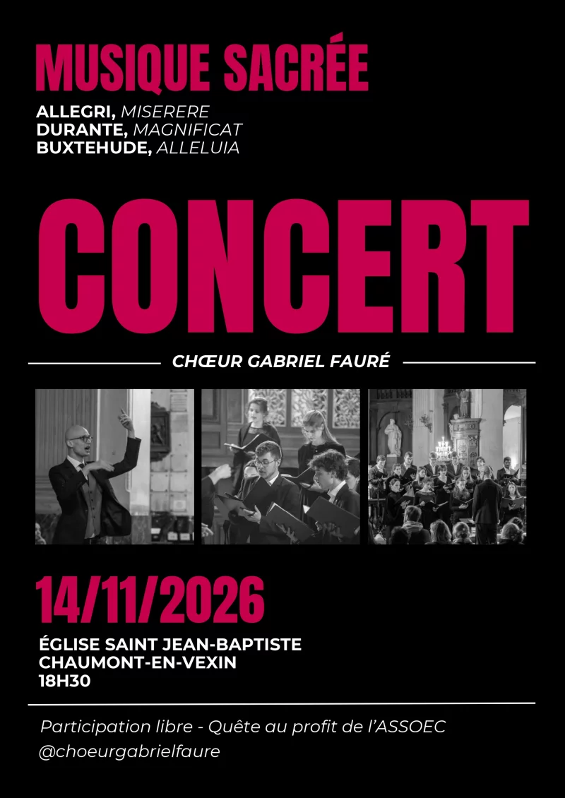 Concert musique sacrée Choeur Gabriel FAURÉ