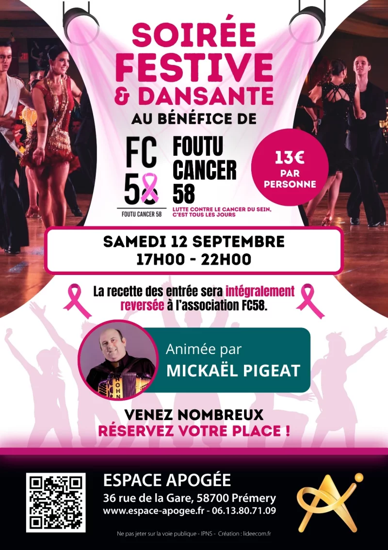 Soirée festive et dansante au bénéfice de "Foutu Cancer 58" - Octobre Rose
