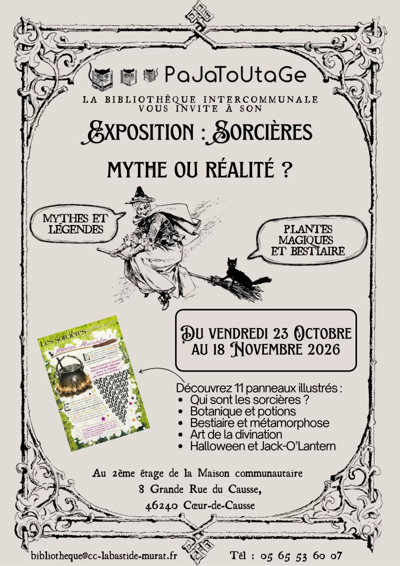 Expo à la bibliothèque Pajatoutage : Sorcières, mythe ou réalité ?