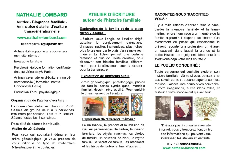 Atelier d'écriture sur le thème de l'histoire familiale