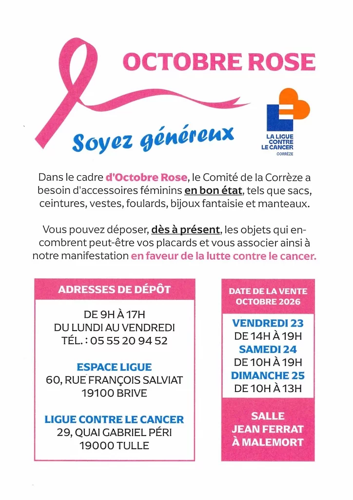 Octobre Rose : vente de sacs et accessoires