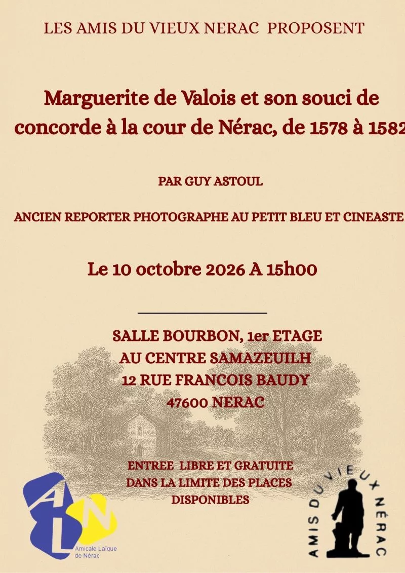 Conférence : Marguerite de Valois et son souci de concorde à la cour de Nérac, de 1578 à 1582