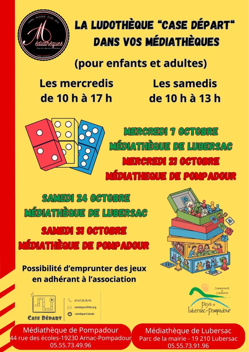 Ludothèque "case départ" à la médiathèque de Pompadour