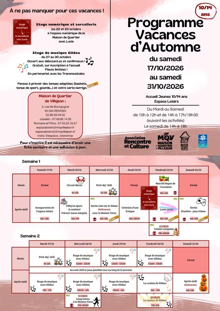 Programme vacances | Espace Loisirs | Maison de Quartier de Villejean