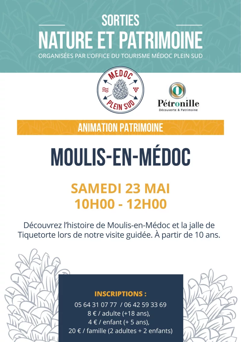 Sortie patrimoine : Histoire et patrimoine de la ville Moulis et de la Jalle de Tiquetorte
