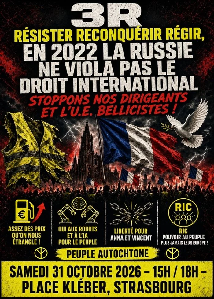 Manif & Expos 3R : En 2022 la Russie ne viola pas le droit international ; Stoppons nos dirigeants et l’U.E. bellicistes !