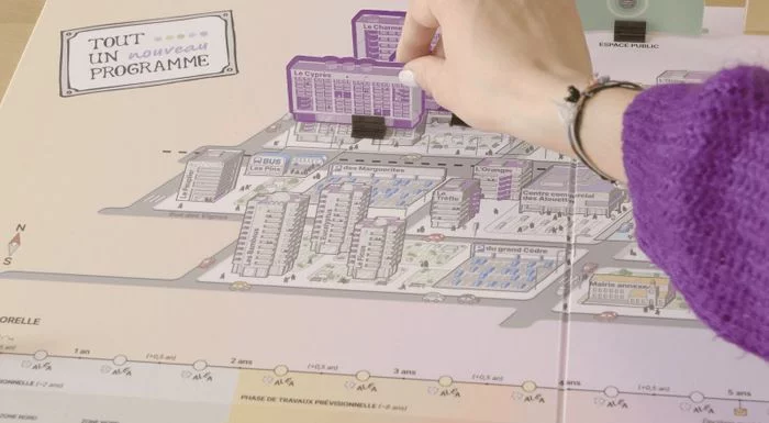 Jeu de société pour découvrir les impératifs rencontrés lors d'un programme de renouvellement urbain : "Un tout nouveau programme"