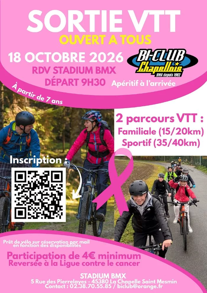 sortie VTT ouverte à tous, au profit d'Octobre Rose