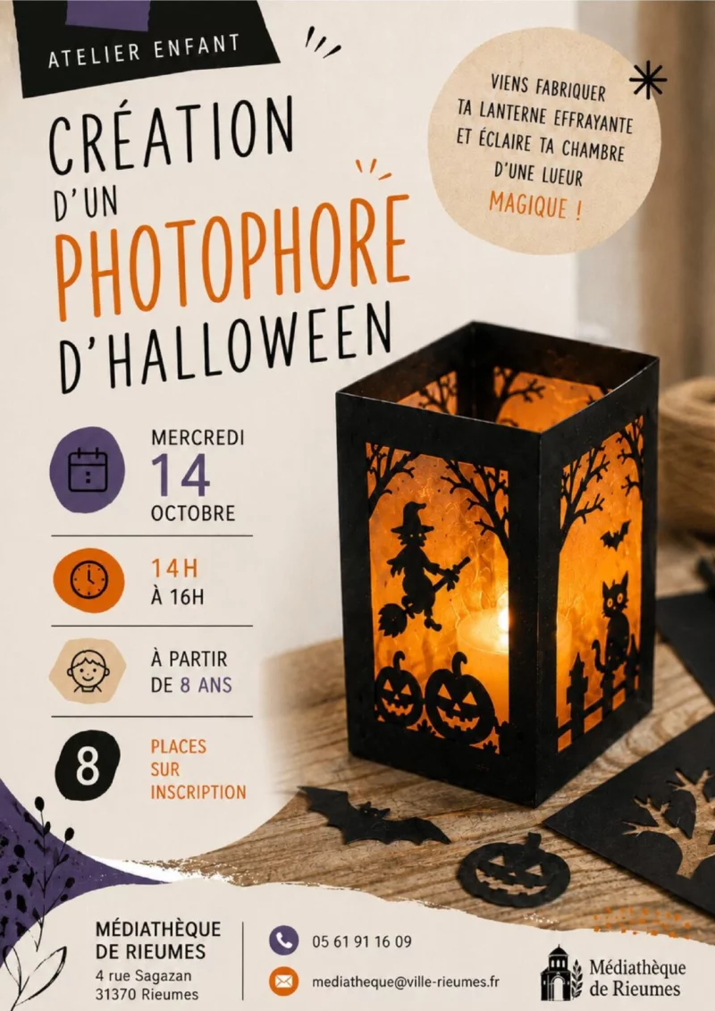 MÉDIATHÈQUE – ATELIER ENFANT : CRÉATION D'UN PHOTOPHORE D'HALLOWEEN