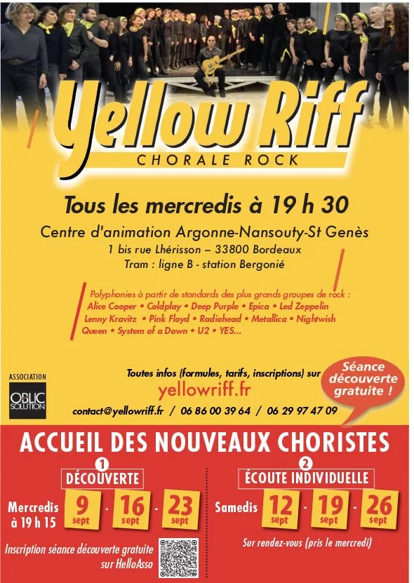 Chorale rock YELLOW RIFF : séances découverte gratuites