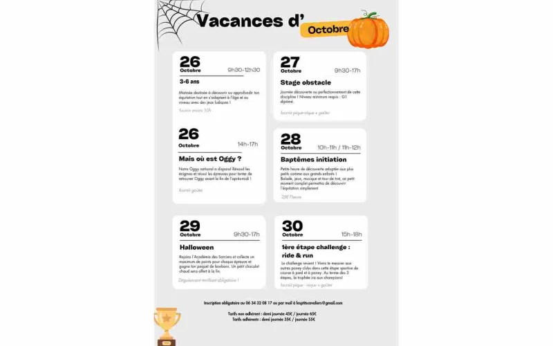 les P'tits cavaliers - animations vacances de la Toussaint
