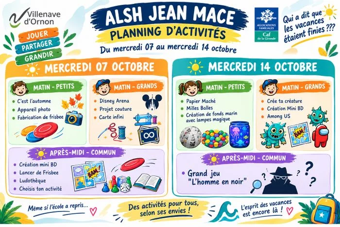 📅 Planning des activités – Mercredis d’octobre | ALSH Jean Macé