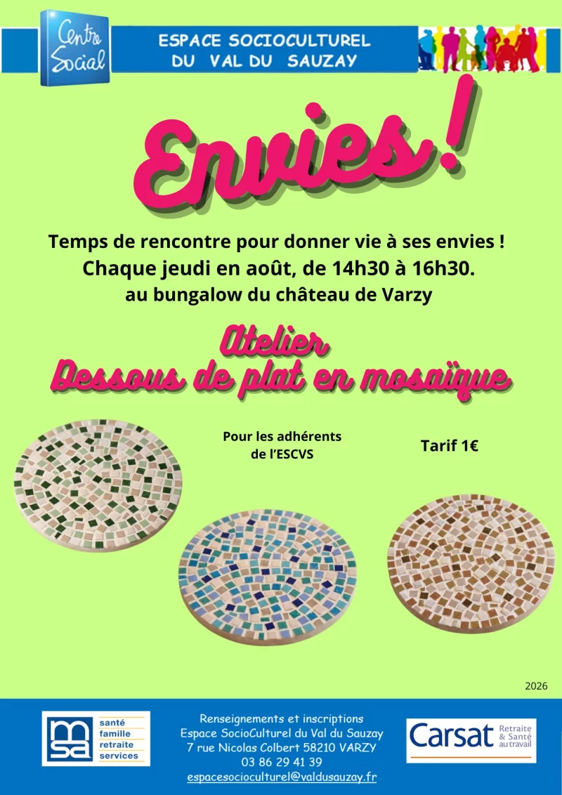 Envies ! Atelier dessous de plat en mosaïque