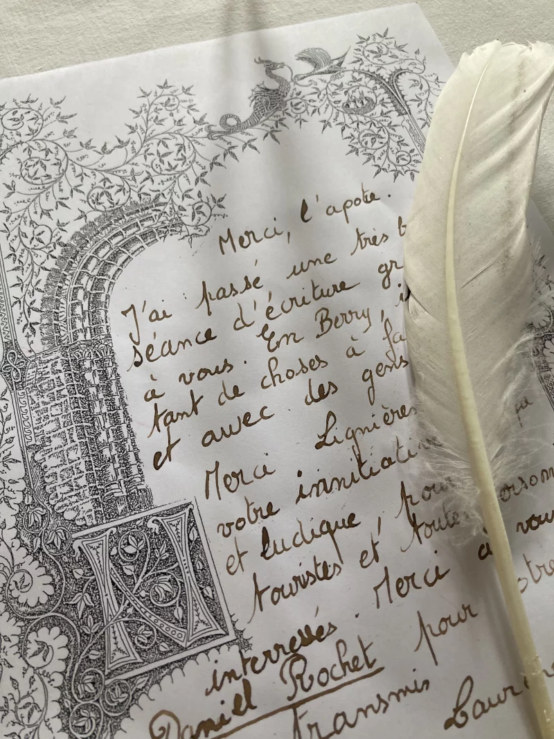 Atelier écriture à la plume animale