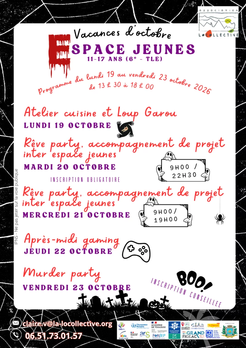 Vacances d'octobre à l'Espace jeunes à Cajarc