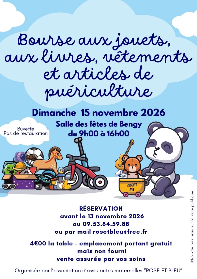 Bourse aux jouets, aux livres, vêtements et articles de puériculture