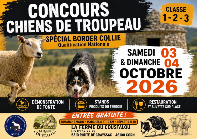 Marche de producteurs et concours de chiens de troupeau à Corn