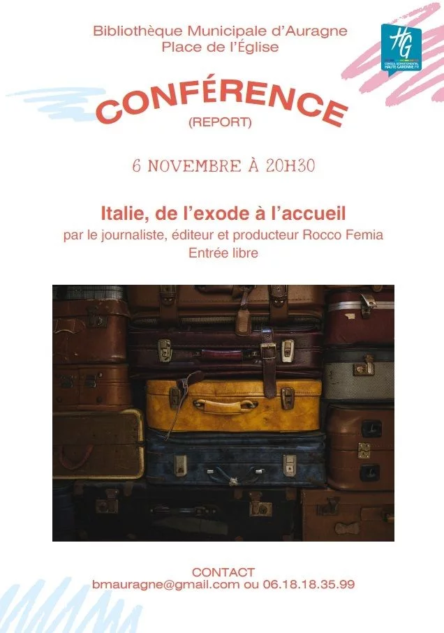 "De l'exode à l'accueil" : conférence de Rocco Femia à la bibliothèque d'Auragne
