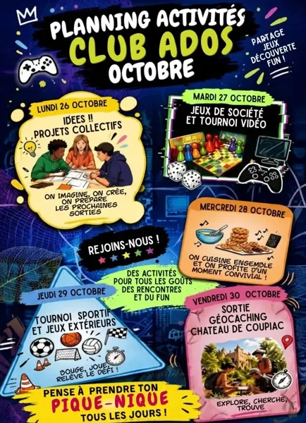 Club Ados – Programme des vacances d’octobre