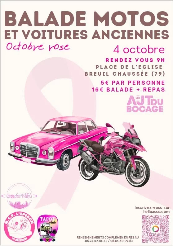 Octobre Rose - Balade motos et voitures anciennes
