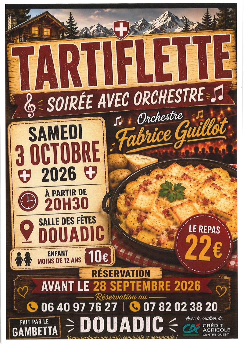 Soirée tartiflette avec orchestre Fabrice Guillot