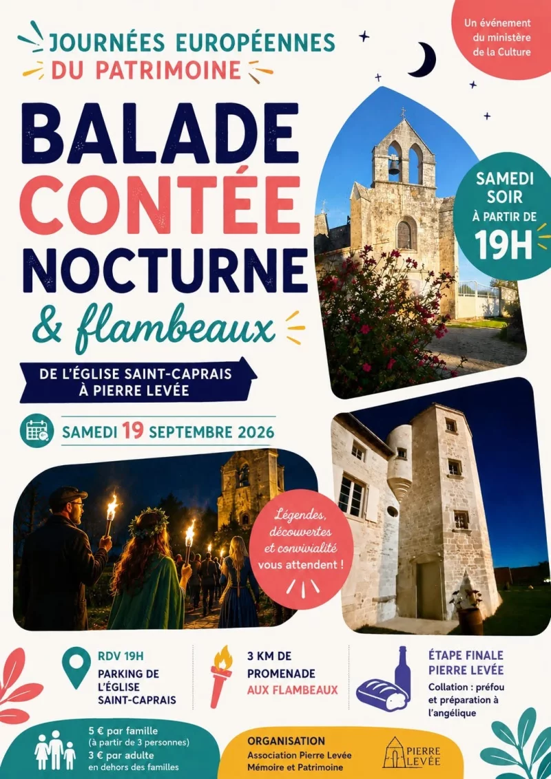 Balade contée nocturne aux flambeaux – De l’église Saint-Caprais à Pierre Levée à Bessines