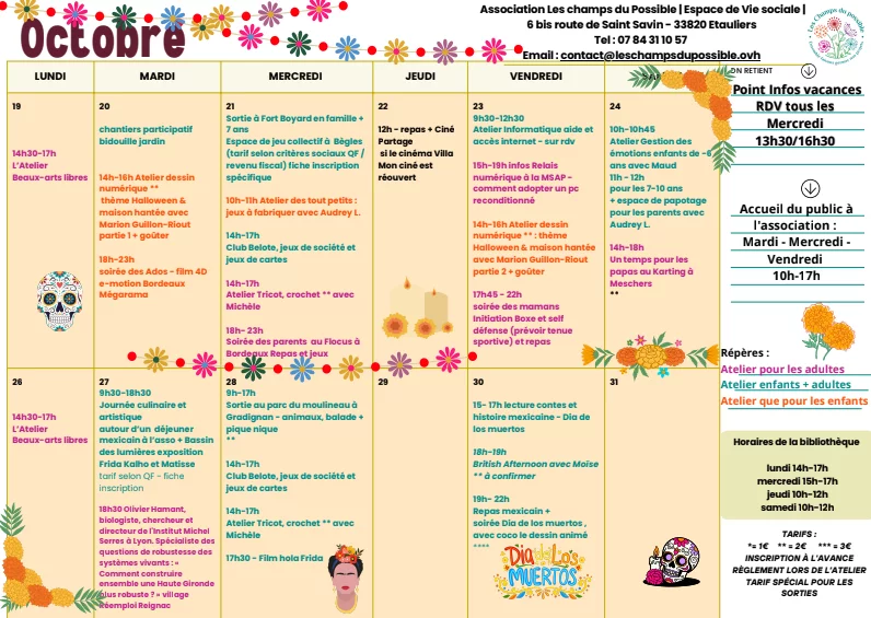 Programme du mois d'octobre "Les champs du possible"