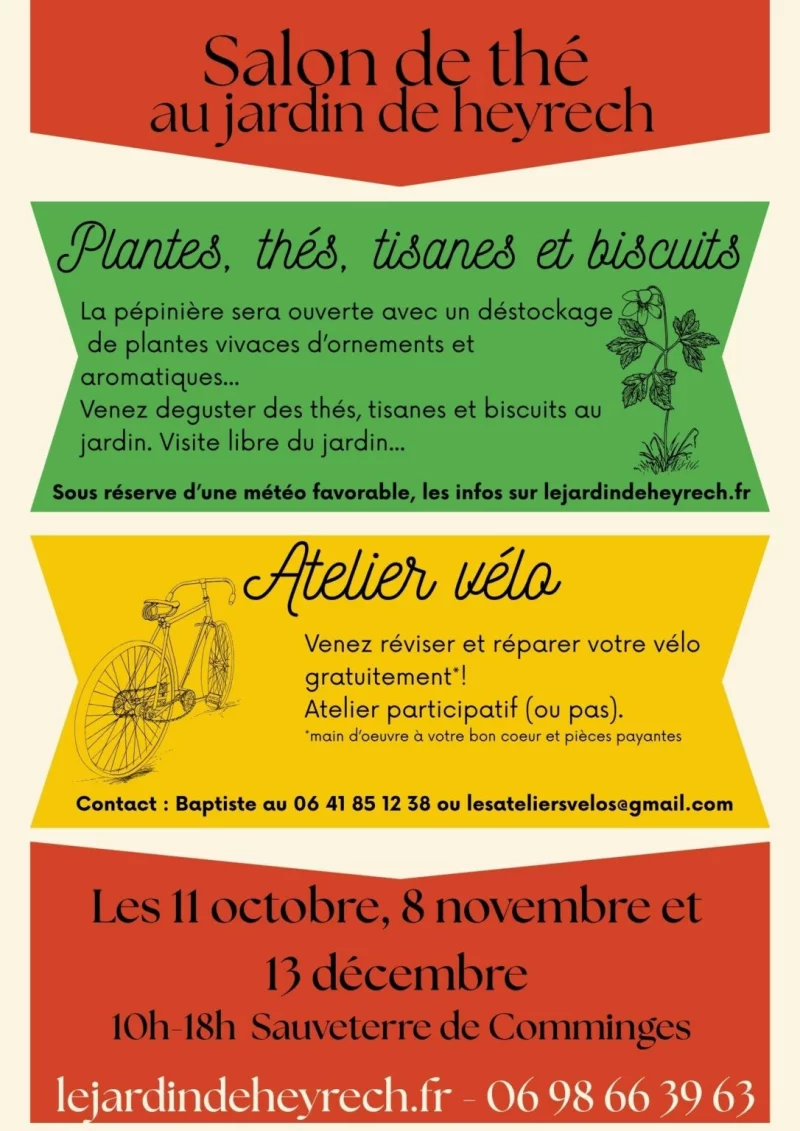 SALON DE THÉ ET ATELIER VÉLO AU JARDIN DE HEYRECH