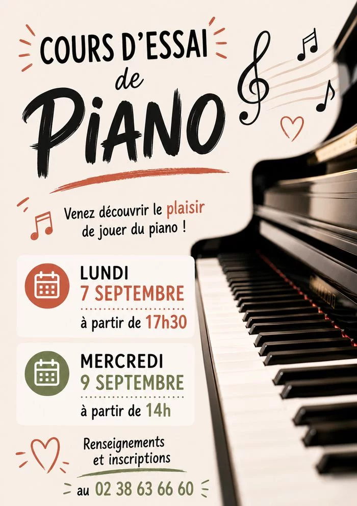 Cours d'essai de piano à la MJC pour une inscription annuelle sur la saison 2026-2027