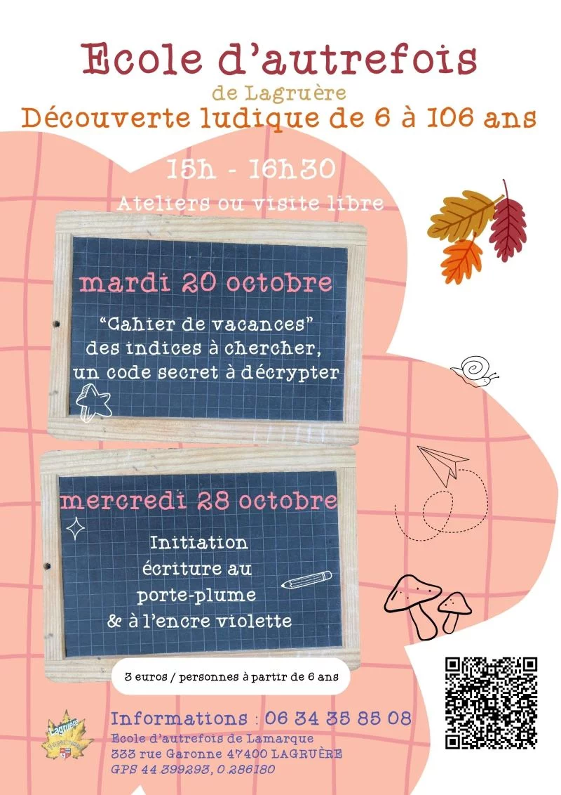 Découverte ludique de 6 à 106 ans à l'Ecole d'autrefois