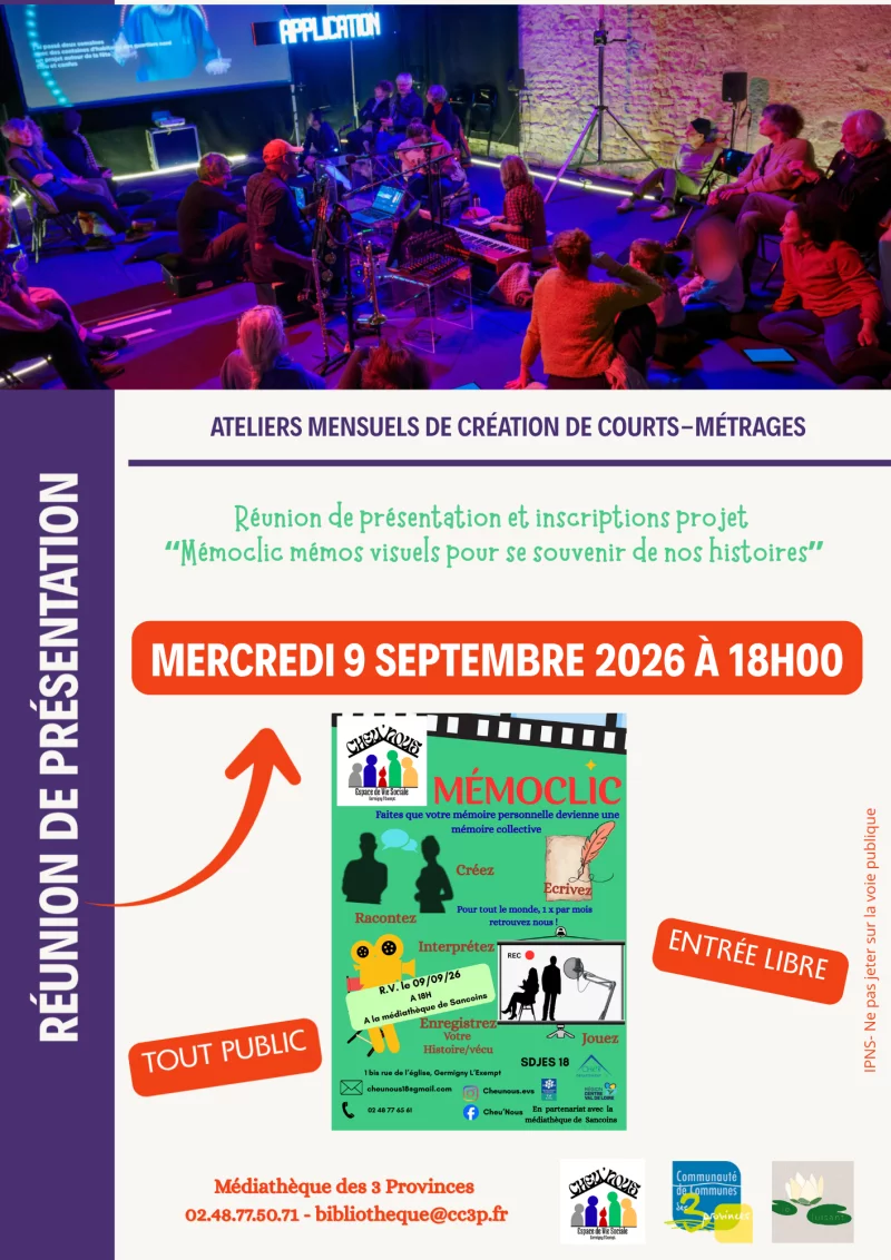 Ateliers mensuels de création de courts-métrages — Projet « Mémoclic »