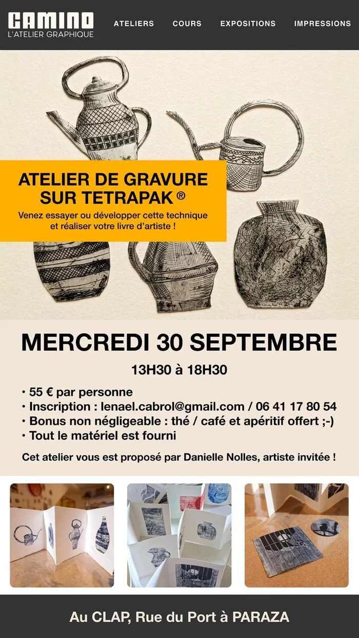 ATELIER DE GRAVURE SUR TETRAPAK - Venez essayer ou développer cette technique et réaliser votre livre d'artiste !