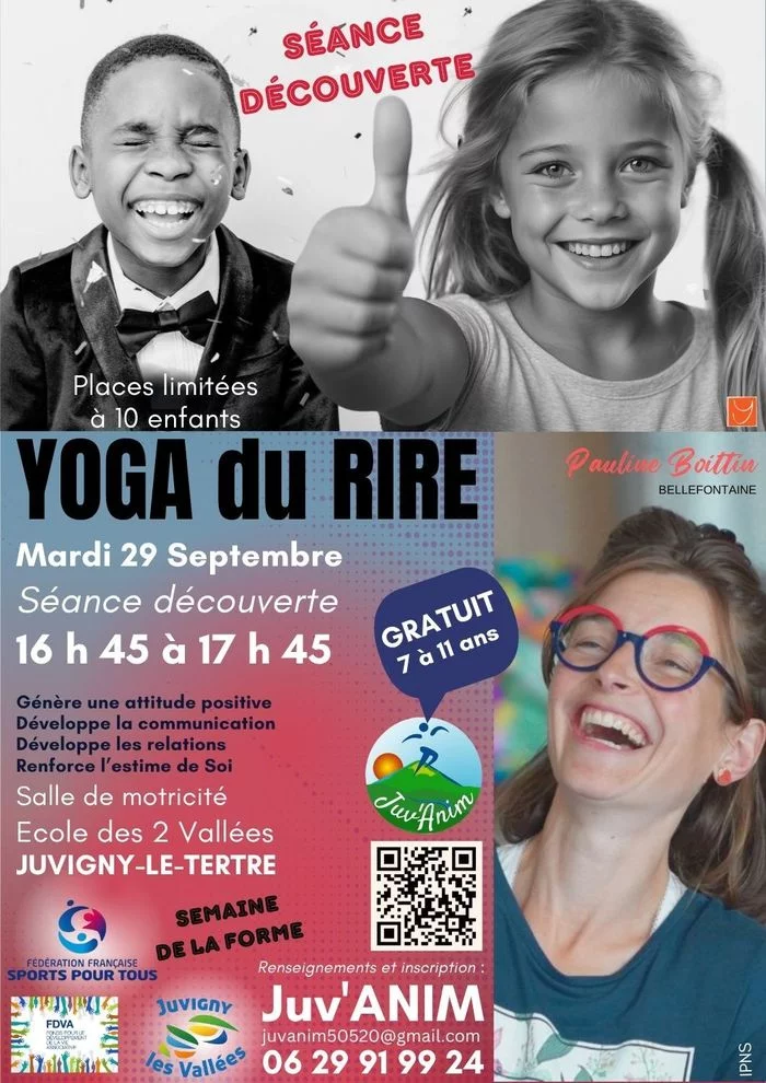 Semaine de la Forme. Bouger et Rire grâce au Yoga du Rire avec les enfants, mardi 27 septembre à 17 h 45, à Juvigny-le-Tertre