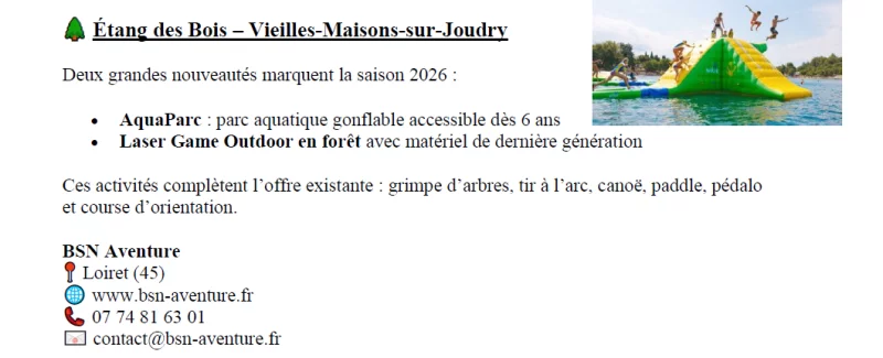 Activités à l'Etang des Bois