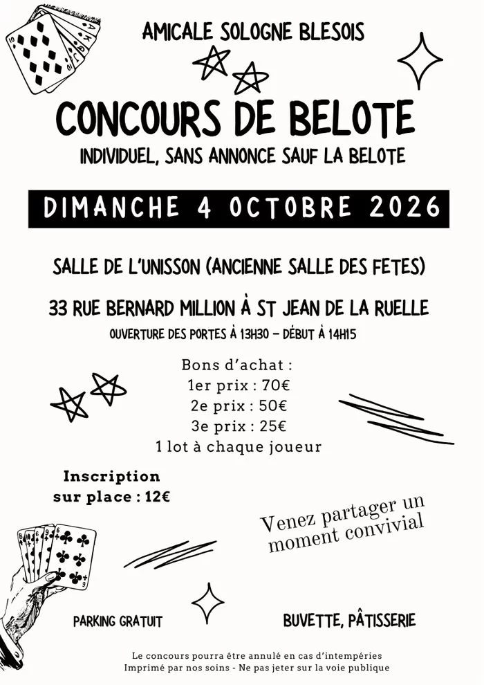 Concours de belote individuel sans annonce