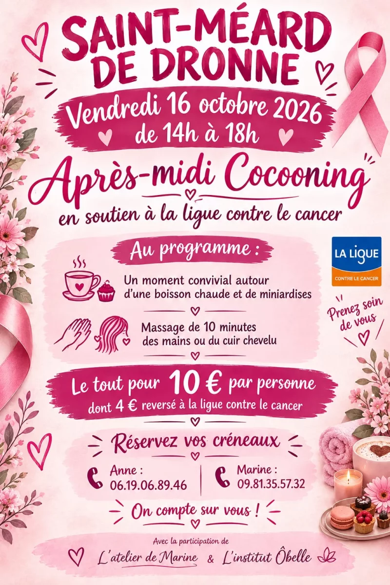 Après midi Cocooning en soutien à la Ligue contre le cancer