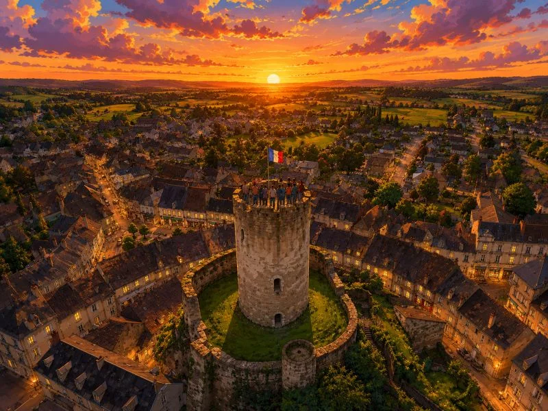Visite guidée et coucher de soleil en haut du donjon
