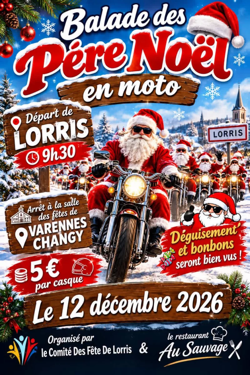 Balade des Pères Noël en moto