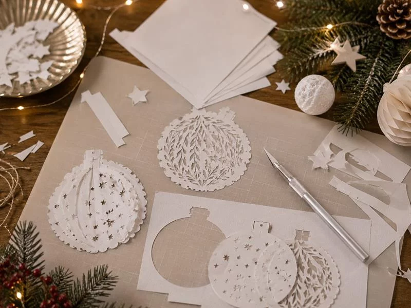 Atelier de Noël : Boule de Noël 3D en papier découpé – Niveau Intermédiaire (Adulte)