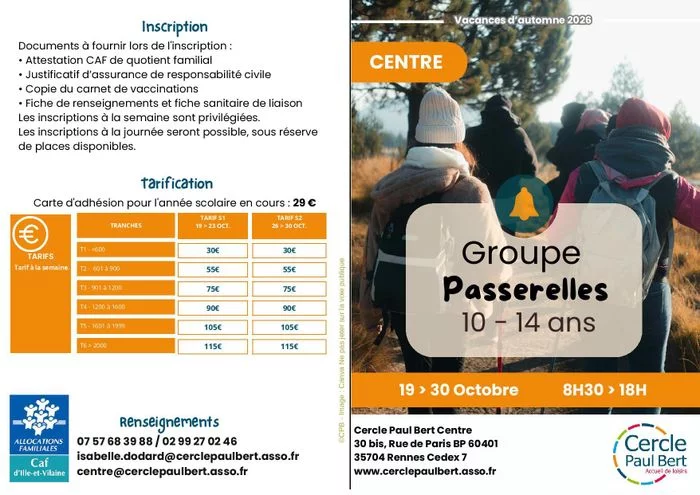 Vacances d'Automne Passerelle au CPB Centre