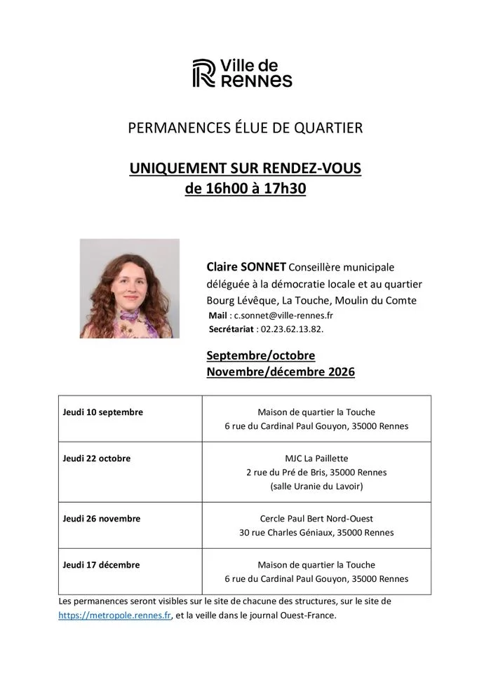 Permanences Élue de Quartier